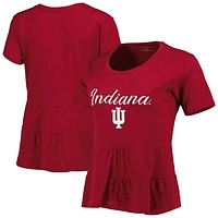 Women's Crimson Indiana Hoosiers Willow Ruffle-Bottom T-Shirt