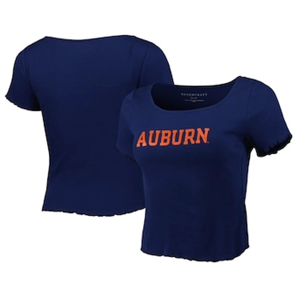 Women's Navy Auburn Tigers Baby Rib Lettuce-Edge Trim T-Shirt