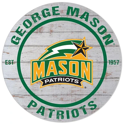 White George Mason Patriots 20'' x 20'' Indoor/Outdoor Weathered Circle Sign