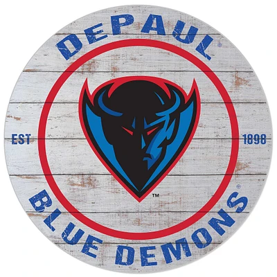 White DePaul Blue Demons 20'' x 20'' Indoor/Outdoor Weathered Circle Sign