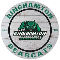 White Binghamton Bearcats 20'' x 20'' Indoor/Outdoor Weathered Circle Sign