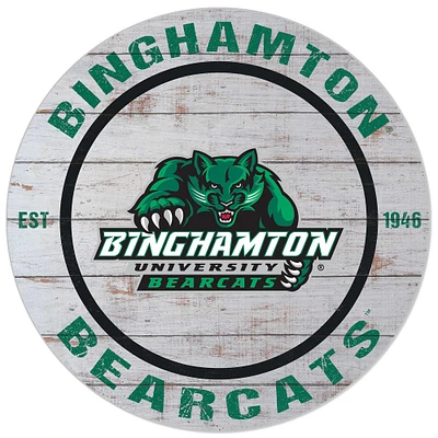 White Binghamton Bearcats 20'' x 20'' Indoor/Outdoor Weathered Circle Sign
