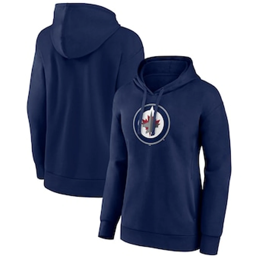 Women's Fanatics Navy Winnipeg Jets Primary Logo V-Neck - Pullover Hoodie