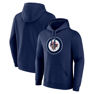 Men's Fanatics Navy Winnipeg Jets Primary Logo Pullover - Hoodie