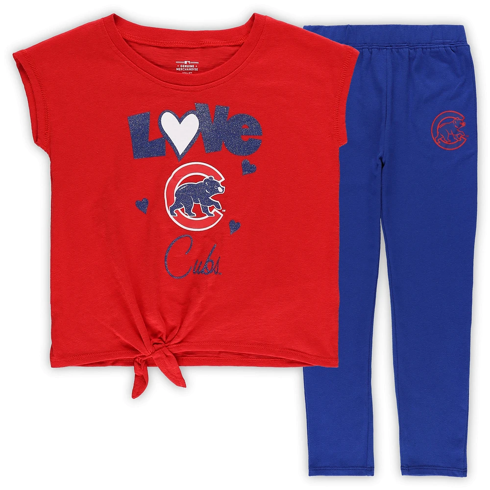 Girls Preschool Royal/Red Chicago Cubs Forever Love Tri-Blend T-Shirt & Leggings Set