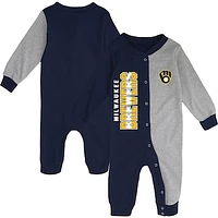 Infant Navy/Heather Gray Milwaukee Brewers Halftime Sleeper