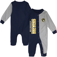 Infant Navy/Heather Gray Milwaukee Brewers Halftime Sleeper