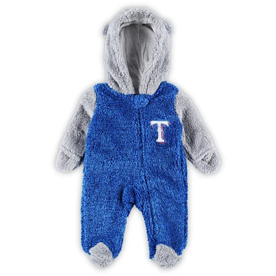 Newborn and Infant Royal/Gray Texas Rangers Game Nap Teddy Fleece Bunting Full-Zip Sleeper