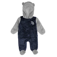 Newborn and Infant Navy/Gray Tampa Bay Rays Game Nap Teddy Fleece Bunting Full-Zip Sleeper