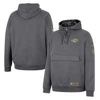 Men's Colosseum Charcoal Missouri Tigers OHT Military Appreciation Quarter-Zip Hoodie