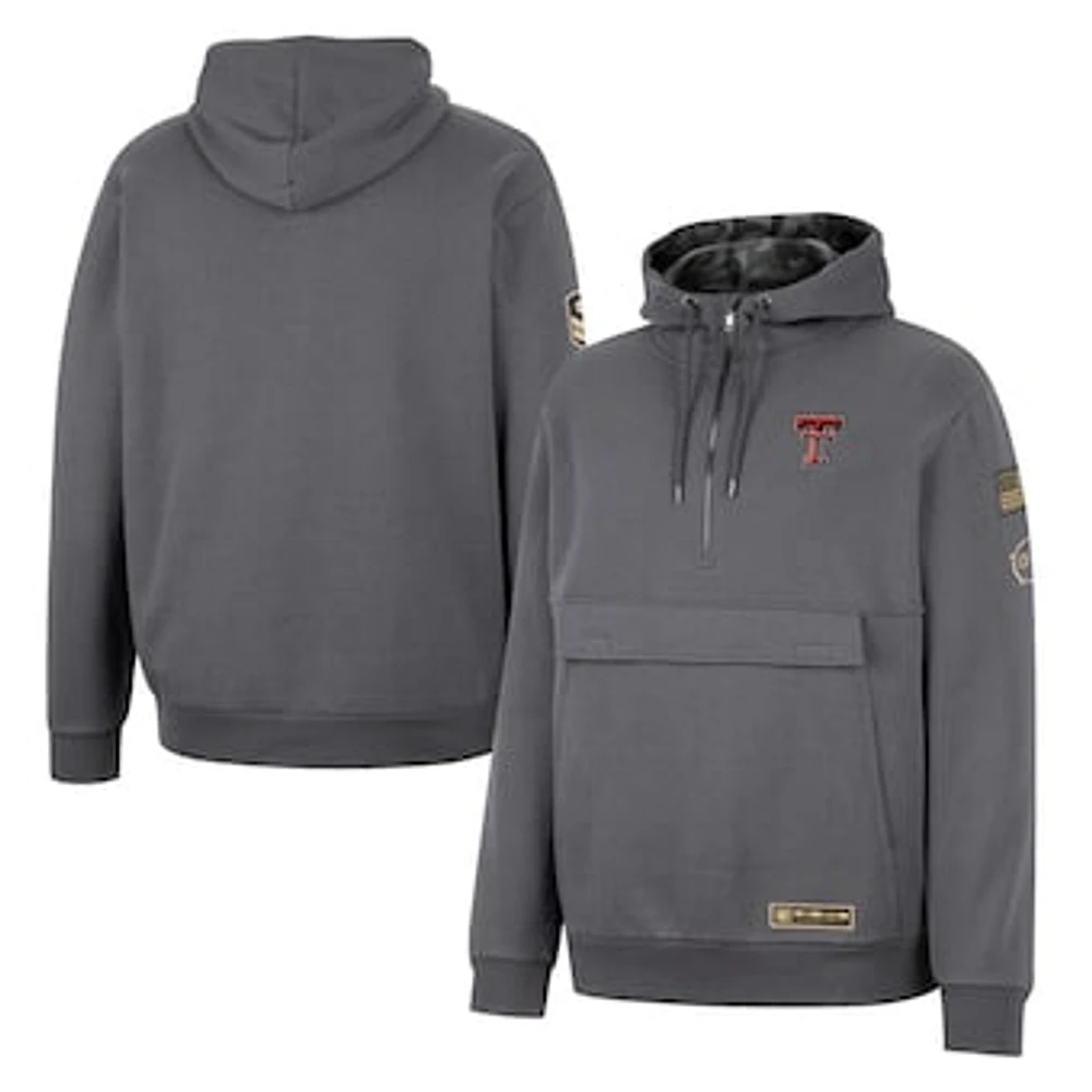 Men's Colosseum Charcoal Texas Tech Red Raiders OHT Military Appreciation Quarter-Zip Hoodie