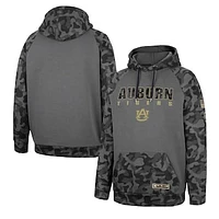 Men's Colosseum Charcoal Auburn Tigers OHT Military Appreciation Camo Stack Raglan Pullover Hoodie