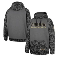 Men's Colosseum Charcoal Purdue Boilermakers OHT Military Appreciation Camo Stack Raglan Pullover Hoodie