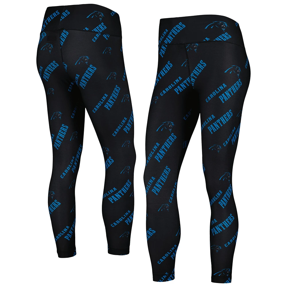 Women's Concepts Sport Black Carolina Panthers Breakthrough Allover Print Lounge Leggings