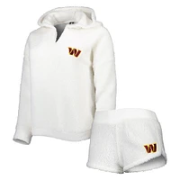 Women's Concepts Sport Cream Washington Commanders Fluffy Hoodie Top & Shorts Set