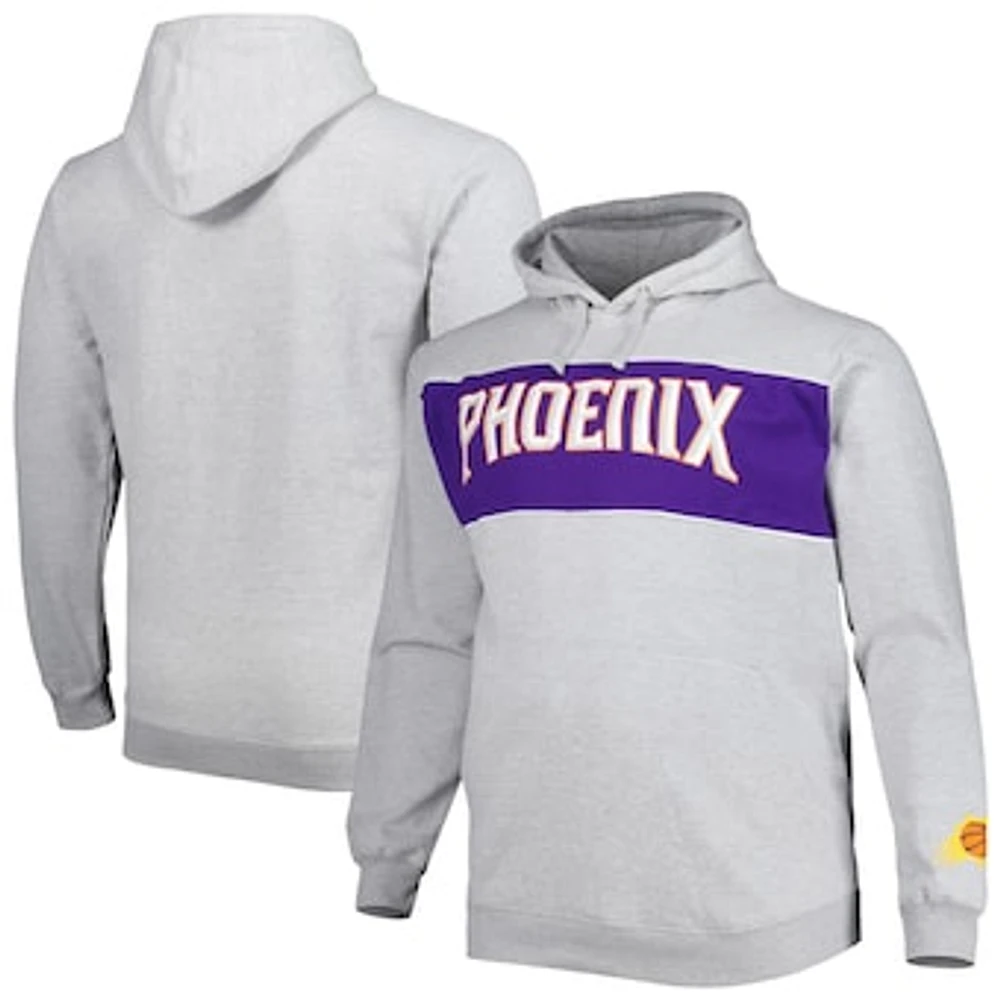 Men's Fanatics Heather Gray Phoenix Suns Big & Tall Wordmark Pullover Hoodie