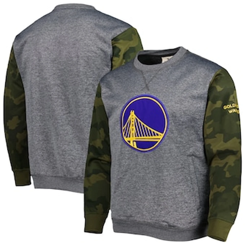 Men's Fanatics Heather Charcoal Golden State Warriors Camo Stitched Sweatshirt