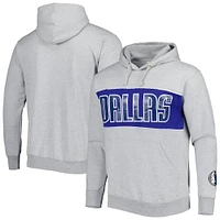 Men's Fanatics Heather Gray Dallas Mavericks Wordmark French Terry Pullover Hoodie