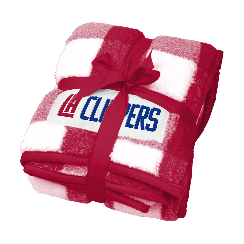 LA Clippers 50'' x 60'' Buffalo Check Frost Fleece Blanket