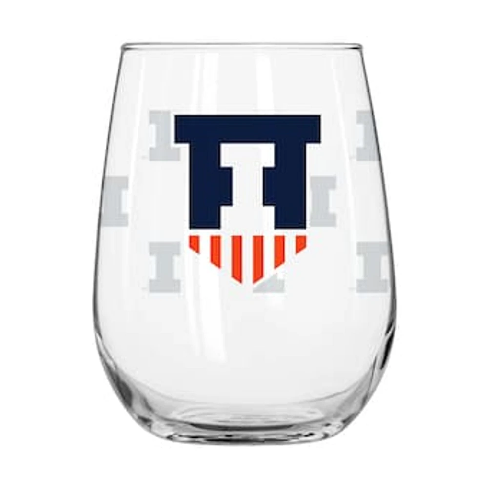 Illinois Fighting Illini 16oz. Satin-Etched Logo Curved Beverage Glass