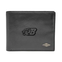 Men's Fossil Black Binghamton Bearcats Leather Ryan RFID Flip ID Bifold Wallet