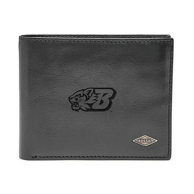 Men's Fossil Black Binghamton Bearcats Leather Ryan RFID Flip ID Bifold Wallet