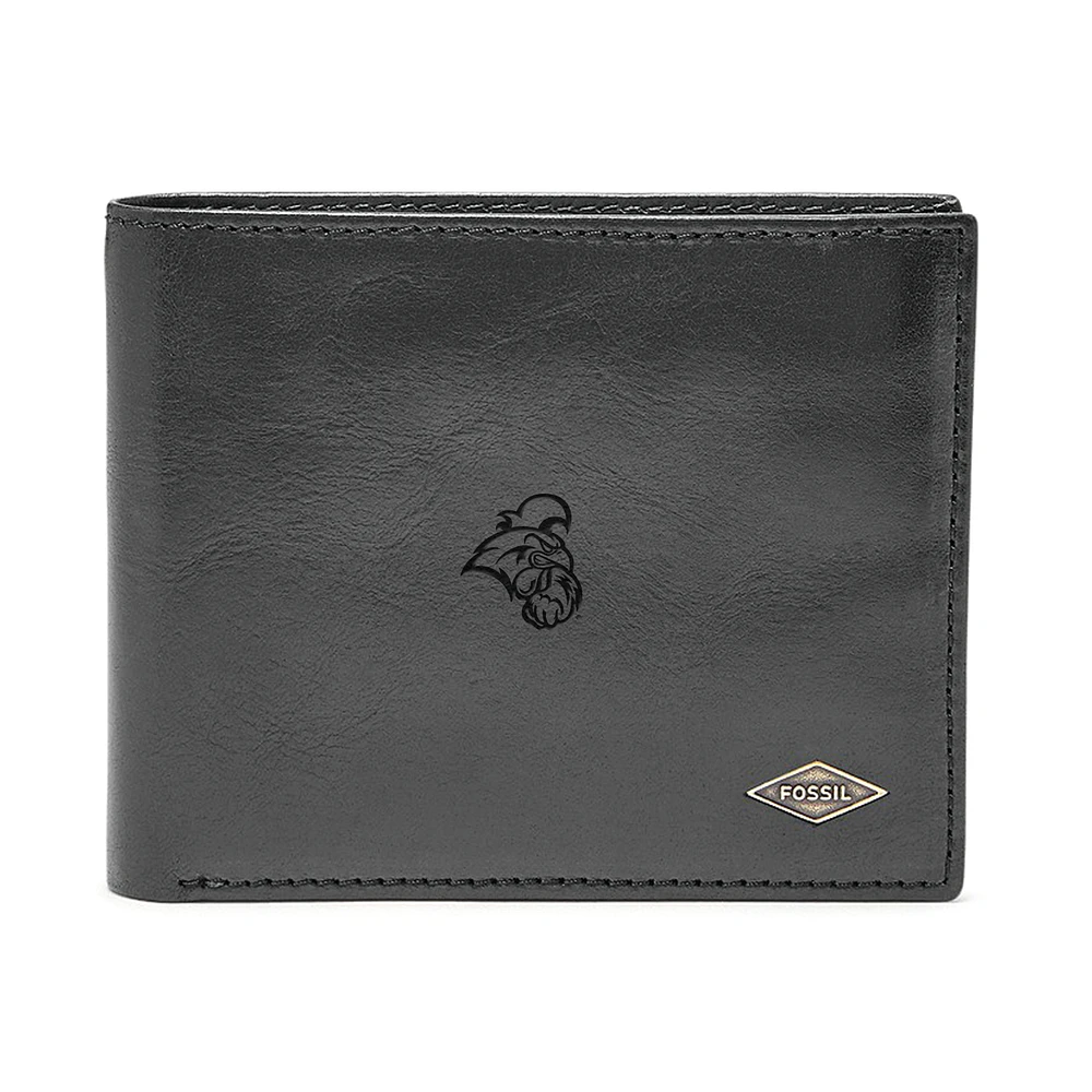 Men's Fossil Black Coastal Carolina Chanticleers Leather Ryan RFID Flip ID Bifold Wallet