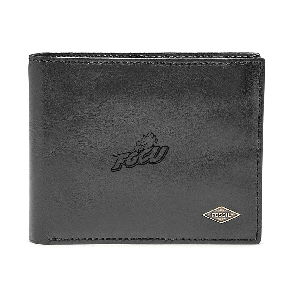 Men's Fossil Black Florida Gulf Coast Eagles Leather Ryan RFID Flip ID Bifold Wallet