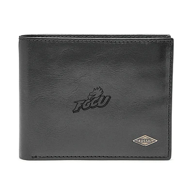 Men's Fossil Black Florida Gulf Coast Eagles Leather Ryan RFID Flip ID Bifold Wallet