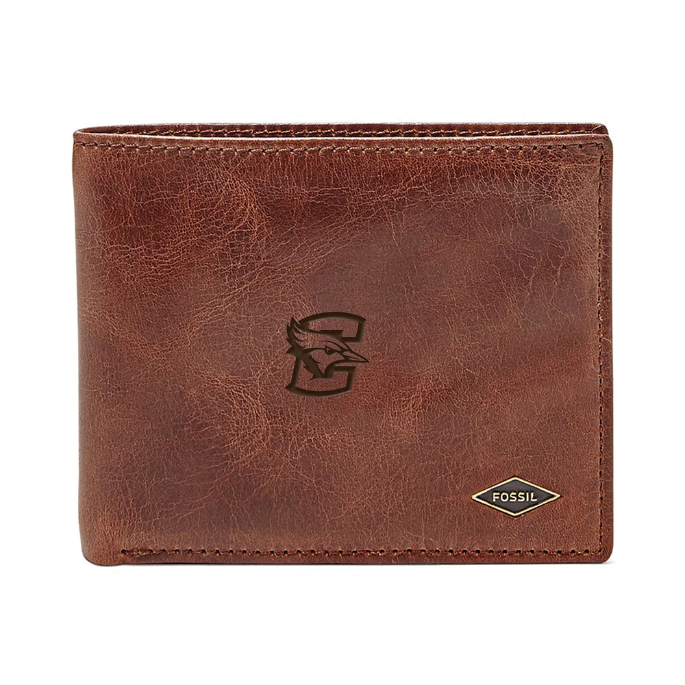 Men's Fossil Brown Creighton Bluejays Leather Ryan RFID Flip ID Bifold Wallet