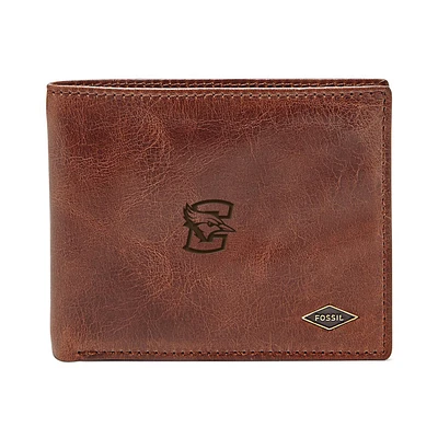 Men's Fossil Brown Creighton Bluejays Leather Ryan RFID Flip ID Bifold Wallet
