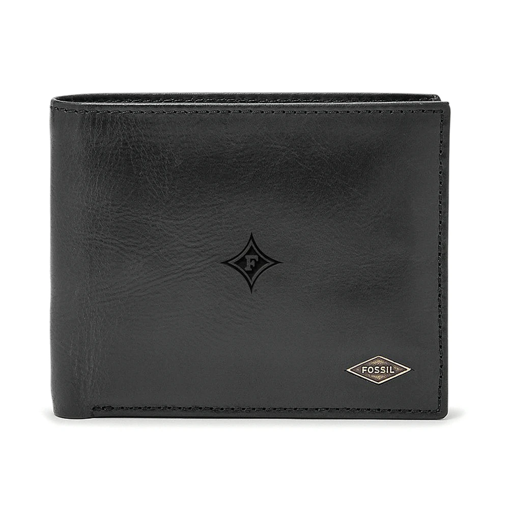 Men's Fossil Black Furman Paladins Leather Ryan RFID Passcase Wallet