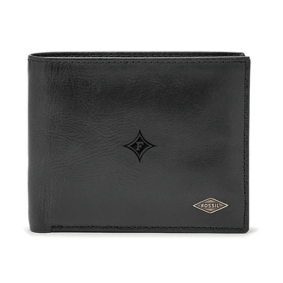 Men's Fossil Black Furman Paladins Leather Ryan RFID Passcase Wallet
