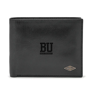 Men's Fossil Black Boston University Leather Ryan RFID Passcase Wallet