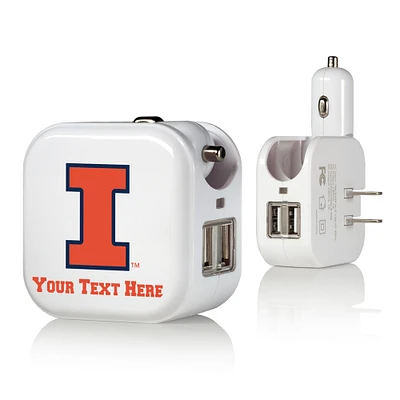 Illinois Fighting Illini Personalized 2-In-1 USB Charger