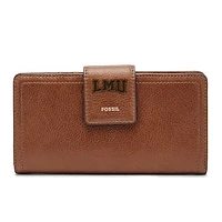 Women's Fossil Brown Loyola Marymount Lions Leather Logan RFID Tab Clutch