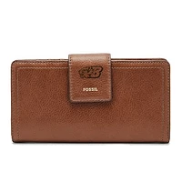Women's Fossil Brown Binghamton Bearcats Leather Logan RFID Tab Clutch