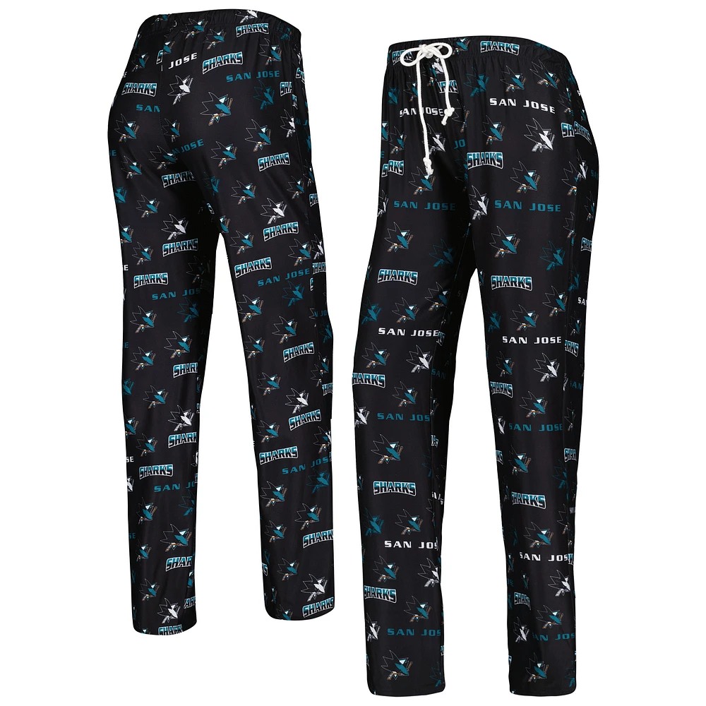 Women's Concepts Sport Black San Jose Sharks Breakthrough Allover Logo Sleep Pants