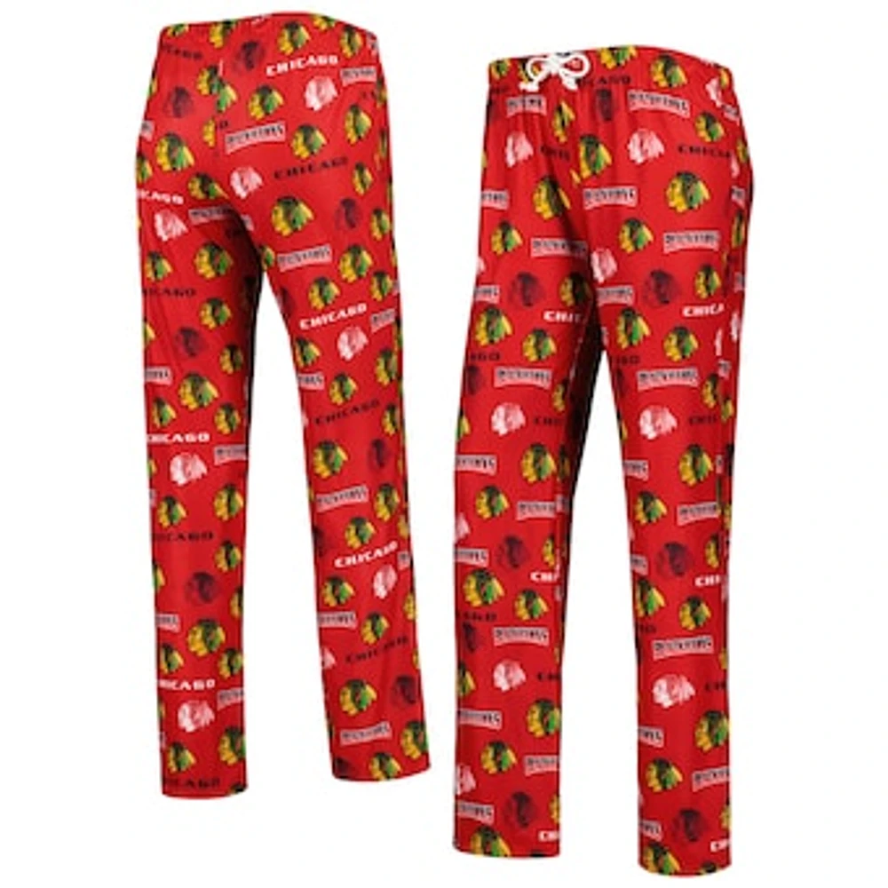 Women's Concepts Sport Red Chicago Blackhawks Breakthrough Allover Logo Sleep Pants