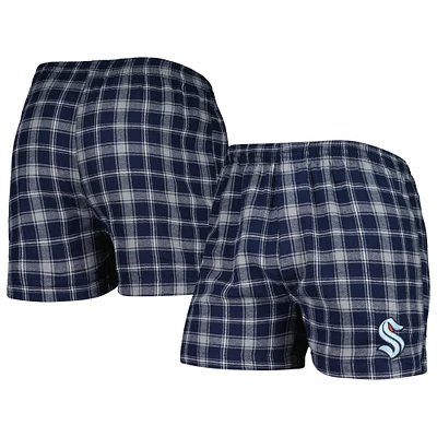 Men's Concepts Sport Deep Sea Blue/Gray Seattle Kraken Ledger Flannel Boxers