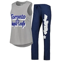 Women's Concepts Sport Heather Gray/Heather Navy Toronto Maple Leafs Meter Muscle Tank Top & Pants Sleep Set