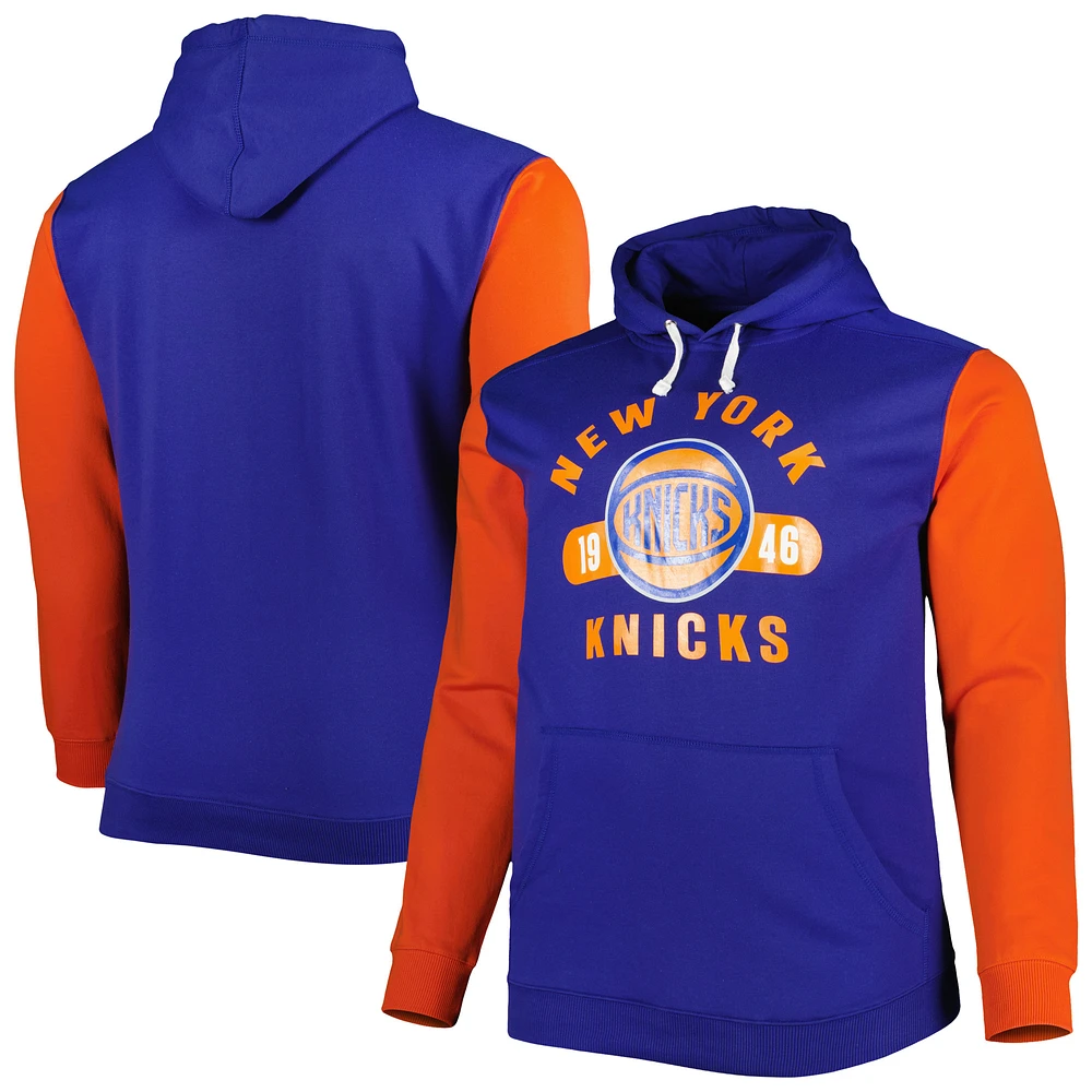 Men's Fanatics Blue/Orange New York Knicks Big & Tall Bold Attack Pullover Hoodie