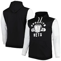Men's Fanatics Black/White Brooklyn Nets Big & Tall Bold Attack Pullover Hoodie