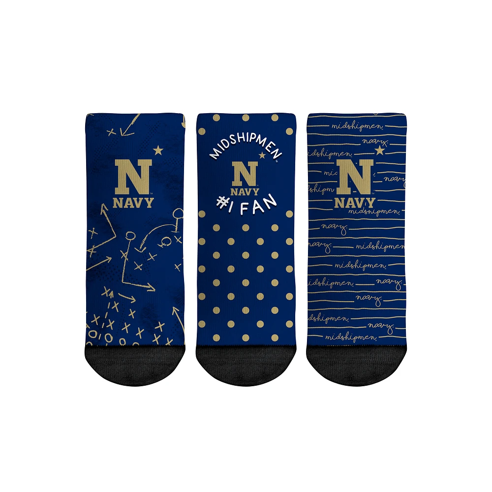 Toddler Rock Em Socks Navy Midshipmen #1 Fan 3-Pack Crew Socks Set