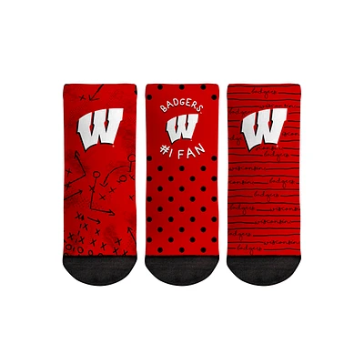 Toddler Rock Em Socks Wisconsin Badgers #1 Fan 3-Pack Crew Socks Set