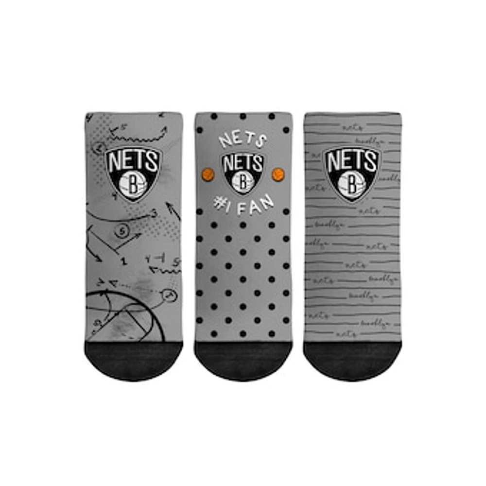 Toddler Rock Em Socks Brooklyn Nets #1 Fan 3-Pack Crew Socks Set