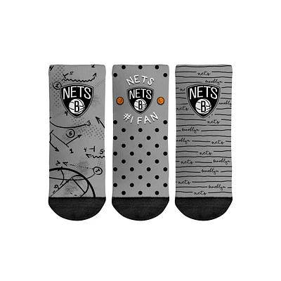 Toddler Rock Em Socks Brooklyn Nets #1 Fan 3-Pack Crew Socks Set