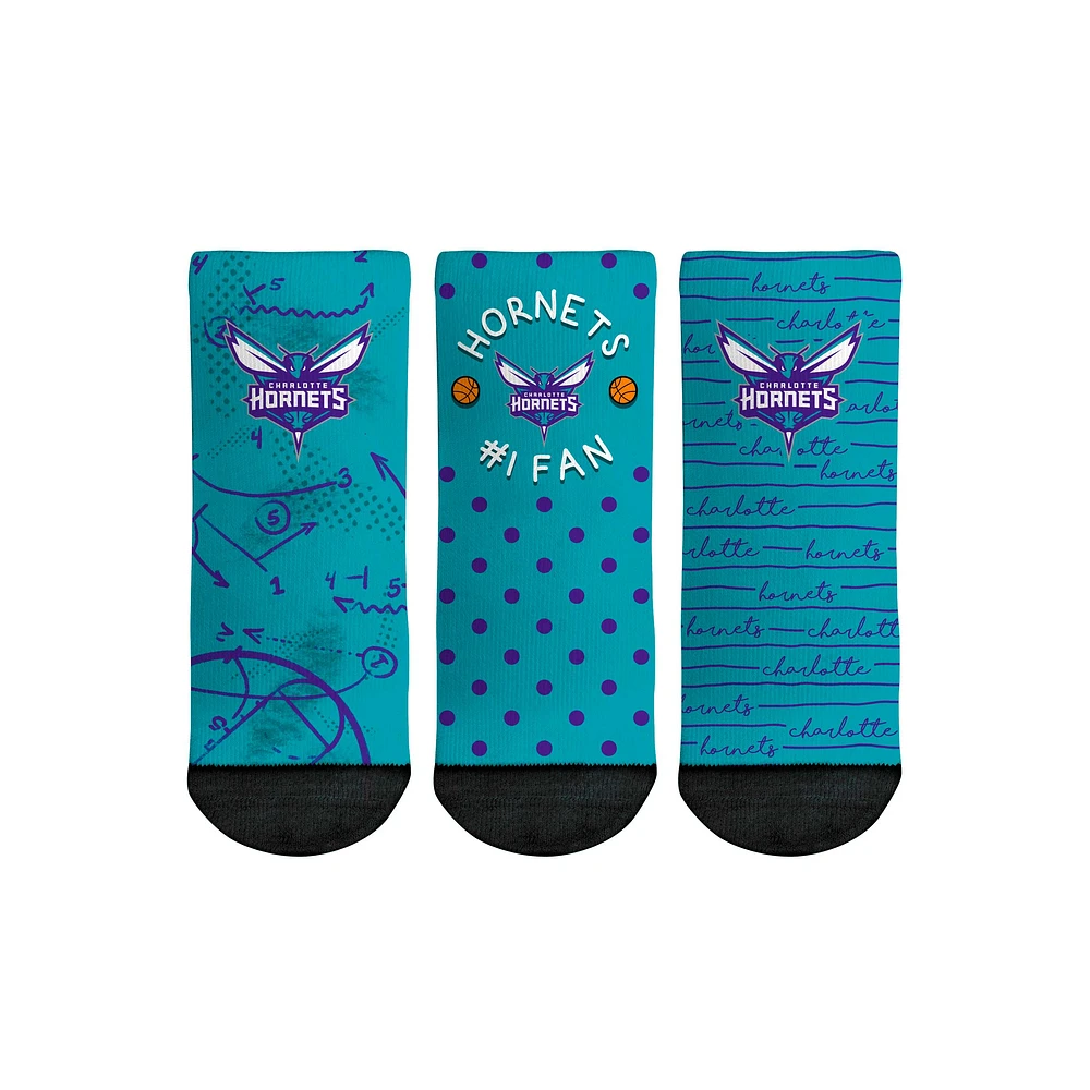 Toddler Rock Em Socks Charlotte Hornets #1 Fan 3-Pack Crew Socks Set