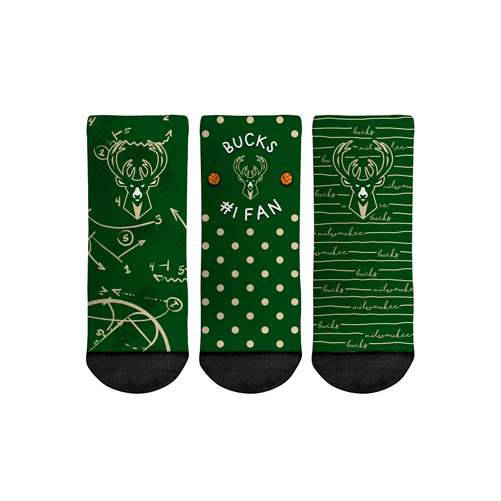 Toddler Rock Em Socks Milwaukee Bucks #1 Fan 3-Pack Crew Socks Set