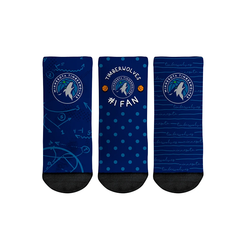 Toddler Rock Em Socks Minnesota Timberwolves #1 Fan 3-Pack Crew Socks Set